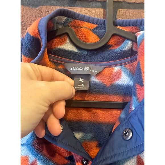 Eddie Bauer Pullover Mens Multicolored Fleece Aztec Southwestern Sweater SZ M - Picture 2 of 14